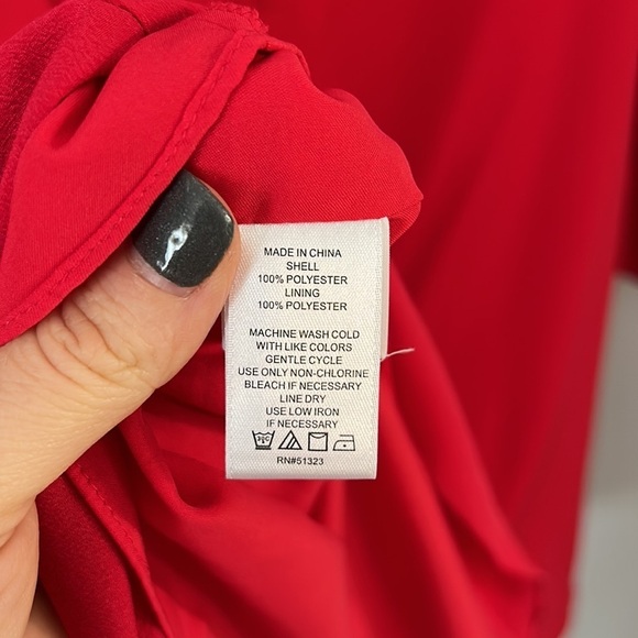 CeCe Ruffle Long Sleeve Shift Mini Dress Size 8 Radiant Red - Picture 6 of 6